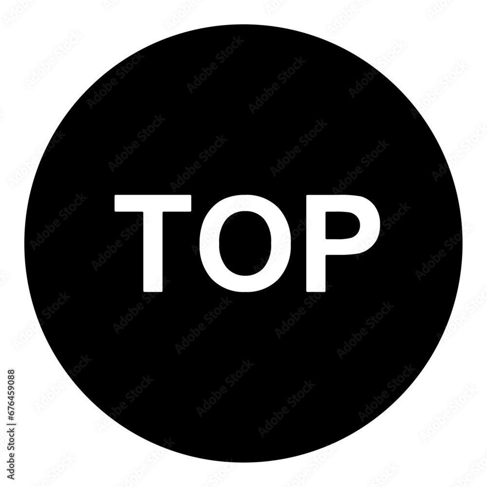 A top symbol in the center. Isolated white symbol in black circle. Vector illustration on white background A top symbol in the center. Isolated white symbol in black circle. Vector illustration on white background