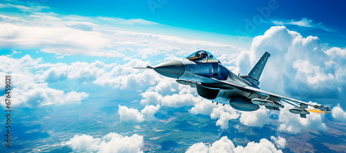 Fighter jet F-16 in the sky.  photo