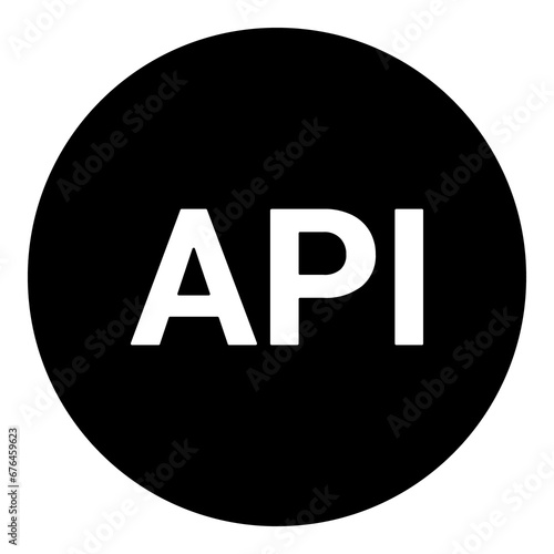 A api symbol in the center. Isolated white symbol in black circle. Illustration on transparent background photo