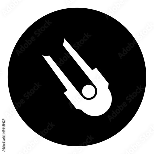 A solo bobsleigh symbol in the center. Isolated white symbol in black circle. Vector illustration on white background