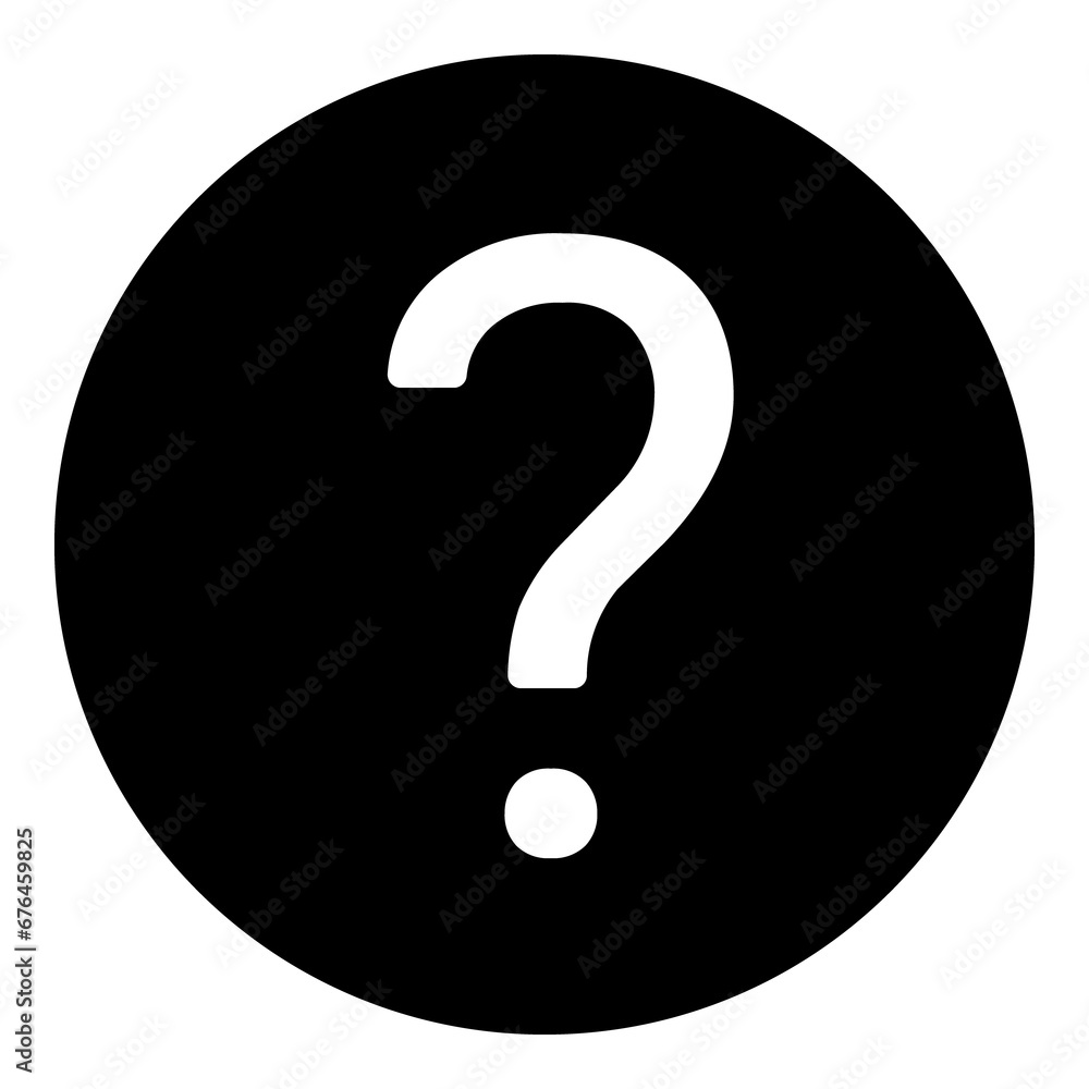 A question symbol in the center. Isolated white symbol in black circle. Illustration on transparent background A question symbol in the center. Isolated white symbol in black circle. Illustration on transparent background