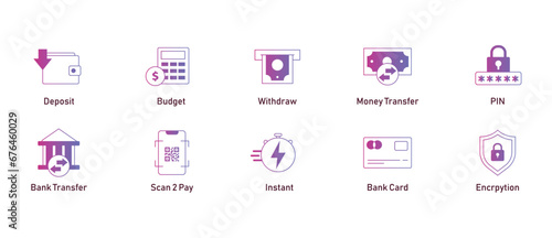 Banking and Payment Essentials. Essential icons for banking, payment, and budgeting purposes.
