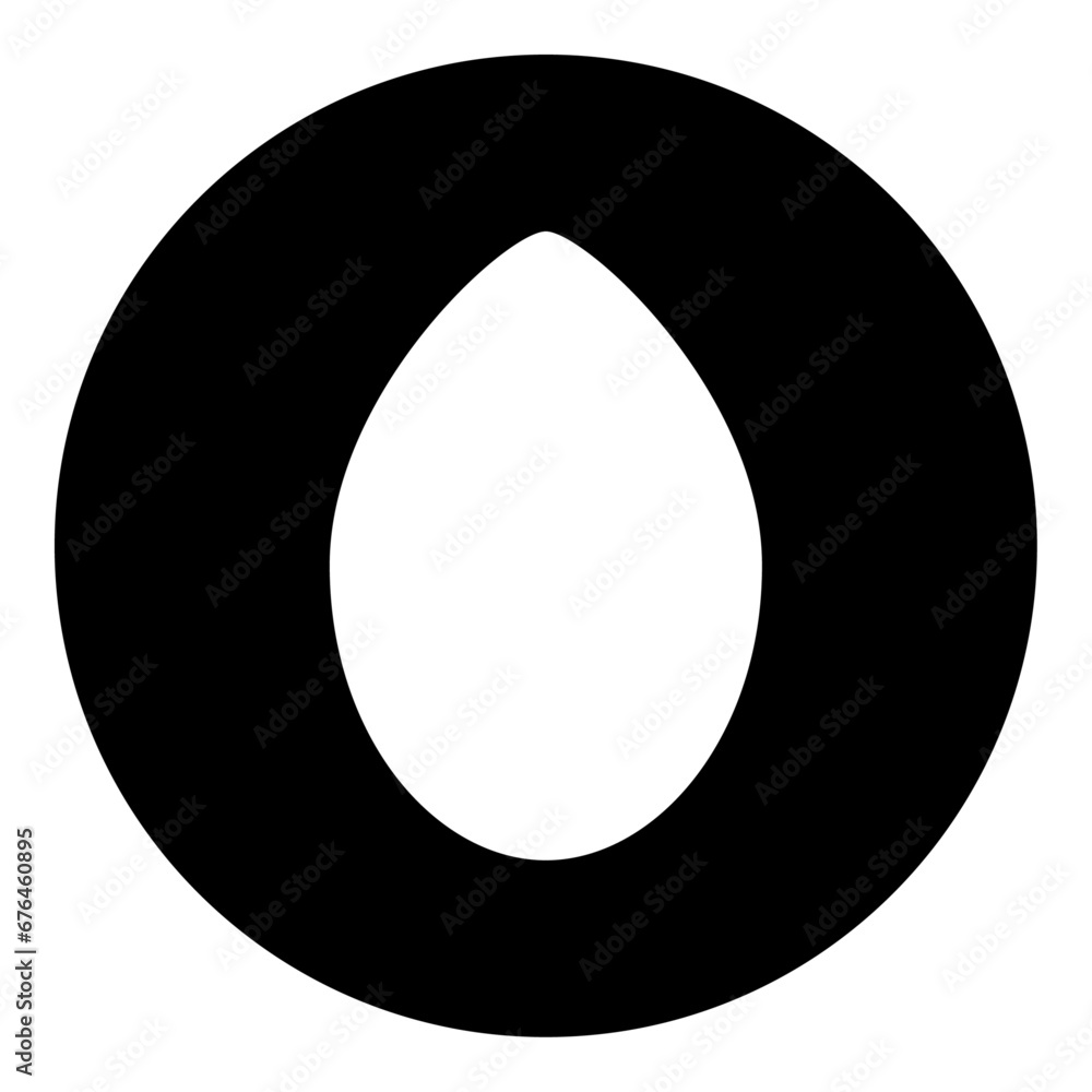 A oval symbol in the center. Isolated white symbol in black circle. Vector illustration on white background A oval symbol in the center. Isolated white symbol in black circle. Vector illustration on white background
