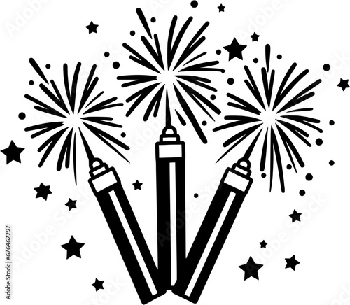 Celebration Party Poppers Vintage Outline Icon In Hand-drawn Style