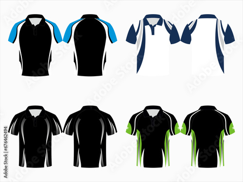 SPORTS POLO SHIRT ARTWORK MOCKUP ditable vector mockups for men's sports polo shirts with front and back views. Templates feature blank sublimated white, and colored, suitable for soccer, football