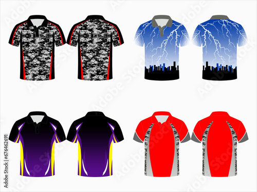 SPORTS POLO SHIRT ARTWORK MOCKUP ditable vector mockups for men's sports polo shirts with front and back views. Templates feature blank sublimated white, and colored, suitable for soccer, football