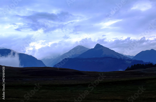 Peninsula Kamchatka Landscape. Small Snowy Mountains and Hills