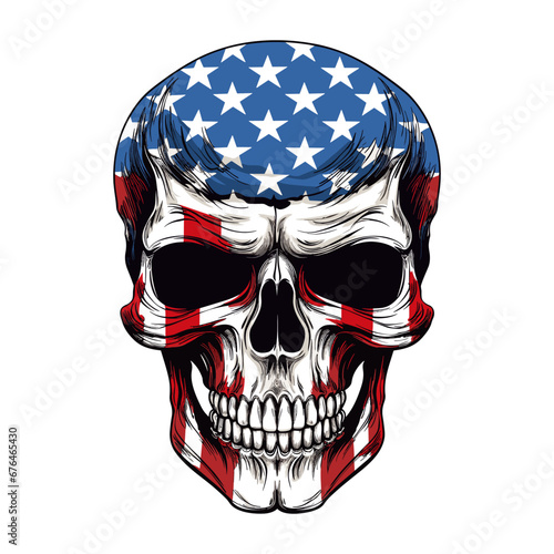 USA flag skull American patriot vector illustration