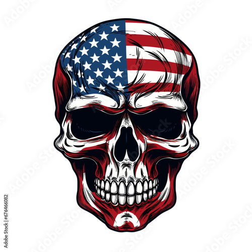 USA flag skull American patriot vector illustration