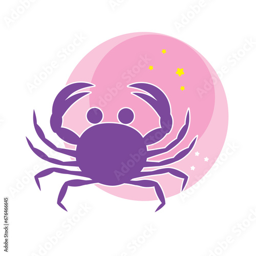Isolated cancer animal silhouette zodiac sign Vector