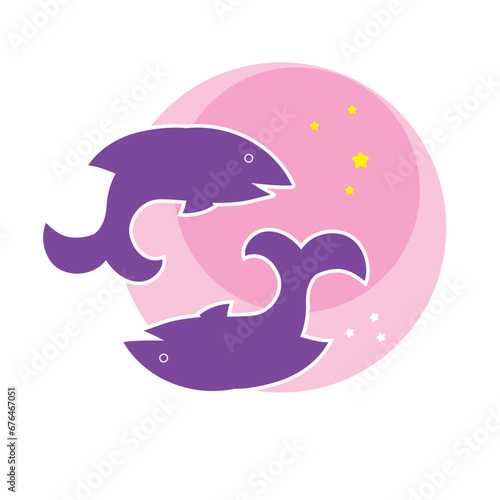 Isolated pisces animal silhouette zodiac sign Vector