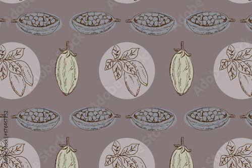 baobab beans seamless background with plant parts