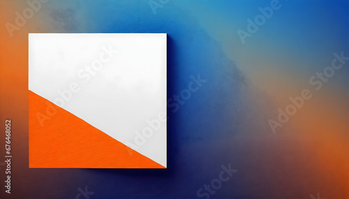 minimalist gradient background between blue and orange with a square on left side.