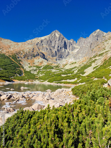 Fototapeta Naklejka Na Ścianę i Meble -  High Tatra, Tatranska Lomnica, Lomnicky Stit. Slovakia