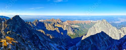 Panorama view from Lomnicky Stit in Tatras. Slovakia
