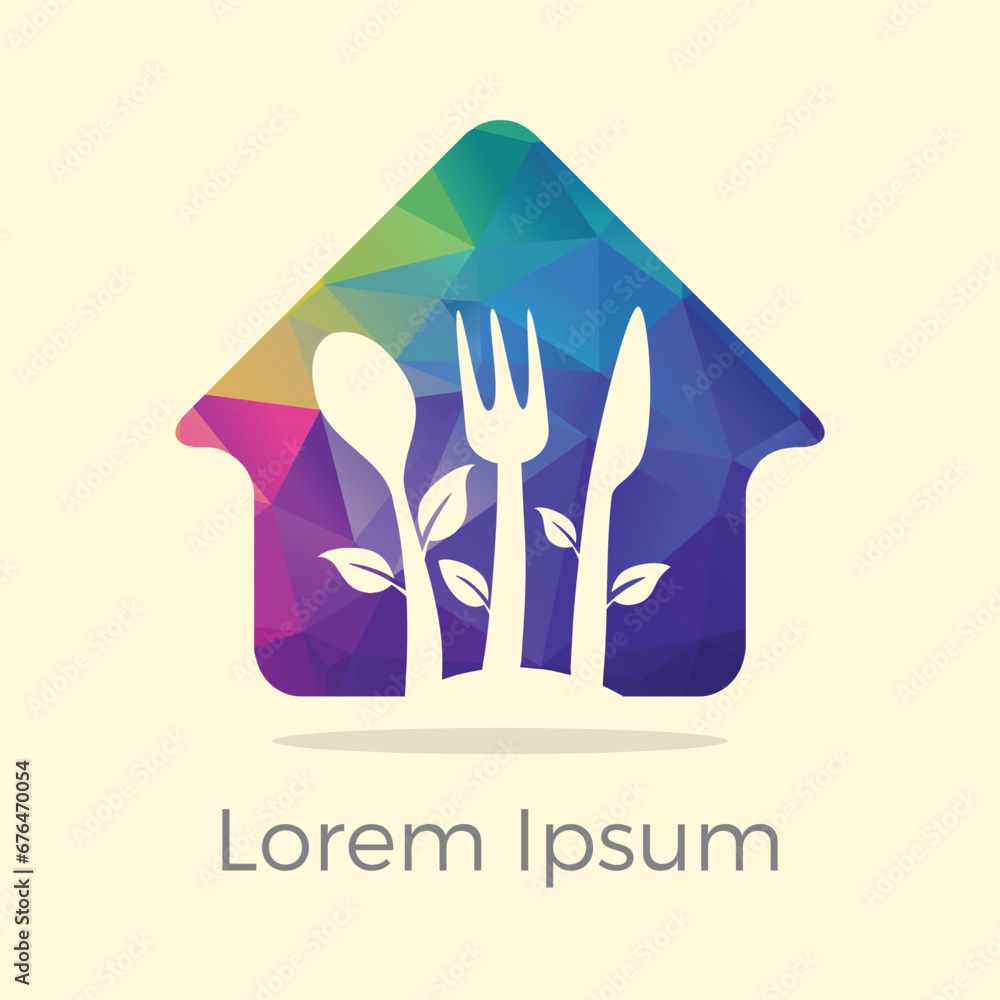 poly Restaurant Logo in home.Food Industry with takeaway logo vector and Polygonal Home baking. colorful vector. poly Restaurant Logo in home.Food Industry with takeaway logo vector and Polygonal Home baking. colorful vector.