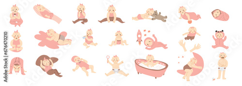 cute activity girls baby small in pink clothes set