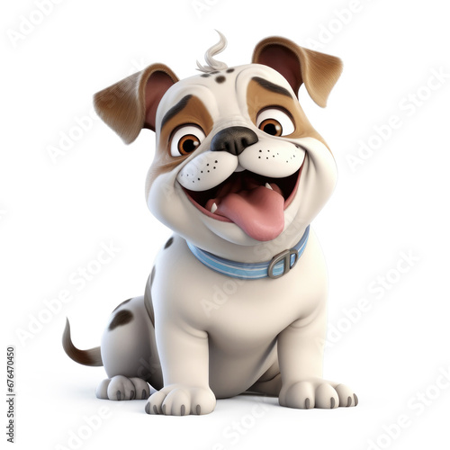 Cute Cartoon Bulldog Isolat...