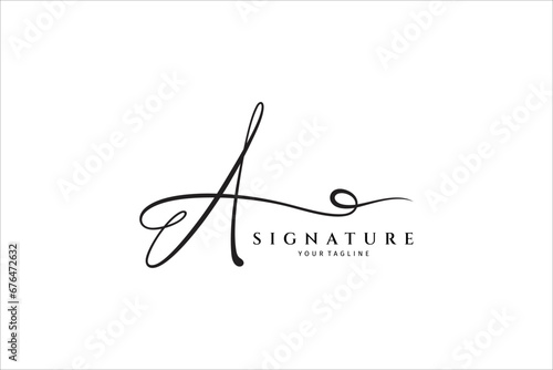 Handwritten initial letter A, simple signature vector logo with heart or love shape variation