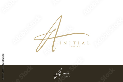 Handwritten initial letter A, simple signature vector logo