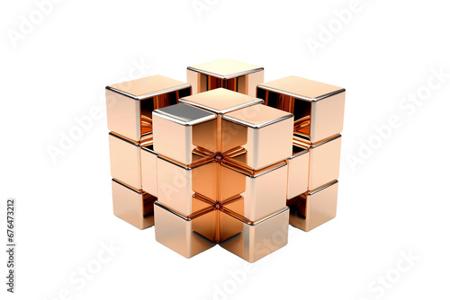 Creative Cube Assembling Blocks Isolated on Transparent Background