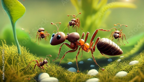 illustrated cheerful ant suitable as a background © Frantisek