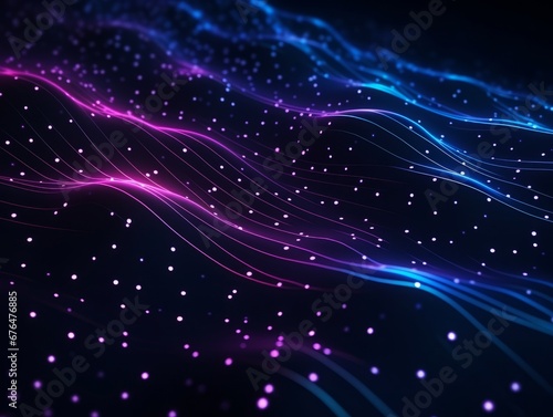 Abstract sci-fi blue and purple waves, concept of digital future., AI