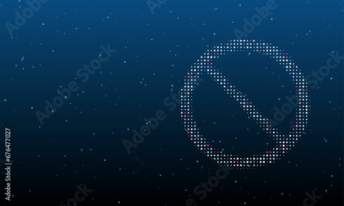 On the right is the no parking symbol filled with white dots. Background pattern from dots and circles of different shades. Vector illustration on blue background with stars