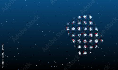 On the right is the magic book symbol filled with white dots. Background pattern from dots and circles of different shades. Vector illustration on blue background with stars