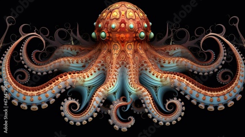 fractal background, octopus