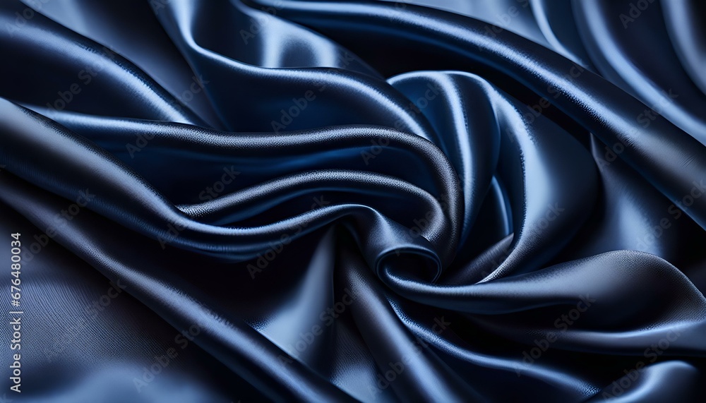 Obraz premium beautiful elegant dark blue silk satin fabric background with waves and folds Texture pattern luxury background