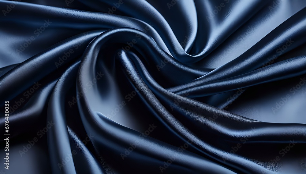 Obraz premium beautiful elegant dark blue silk satin fabric background with waves and folds Texture pattern luxury background