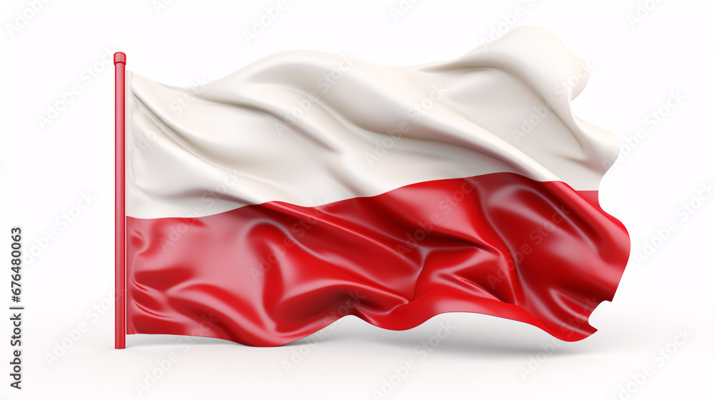 An isolated 3d illustration of the Polish flag on a white background, surrounded by a framed area with capacity for text. An isolated 3d illustration of the Polish flag on a white background, surrounded by a framed area with capacity for text.