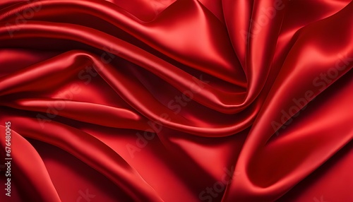 beautiful elegant red silk satin fabric background, with waves and folds Texture luxury, sexy background.