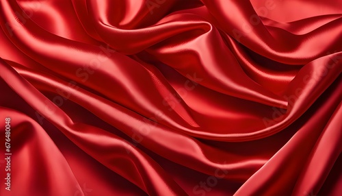 beautiful elegant red silk satin fabric background, with waves and folds Texture luxury, sexy background.