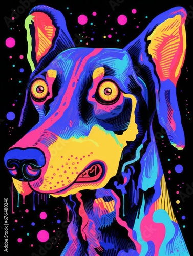 Art psychedelic Doberman dog