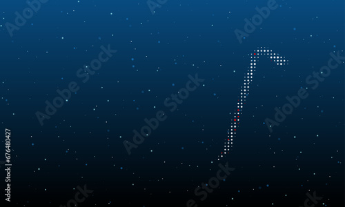 On the right is the crowbar symbol filled with white dots. Background pattern from dots and circles of different shades. Vector illustration on blue background with stars