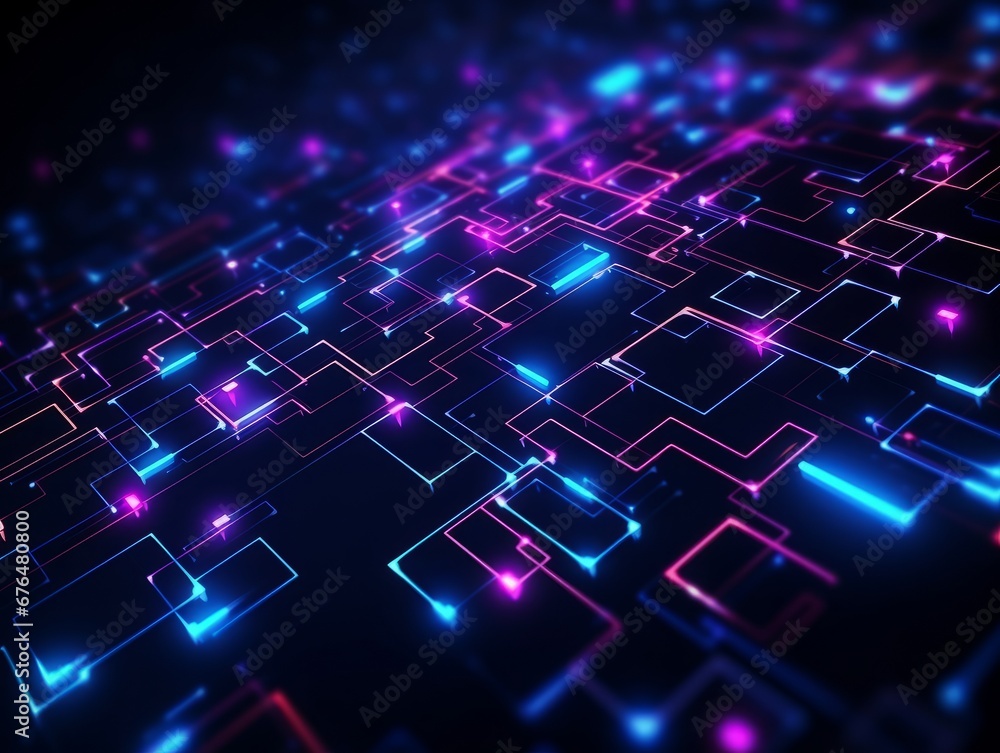 Abstract sci-fi blue and purple background, concept of digital future., AI Abstract sci-fi blue and purple background, concept of digital future., AI