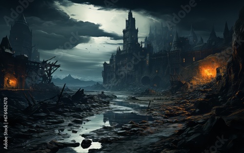 a castle from the dark fantasy world © stasknop