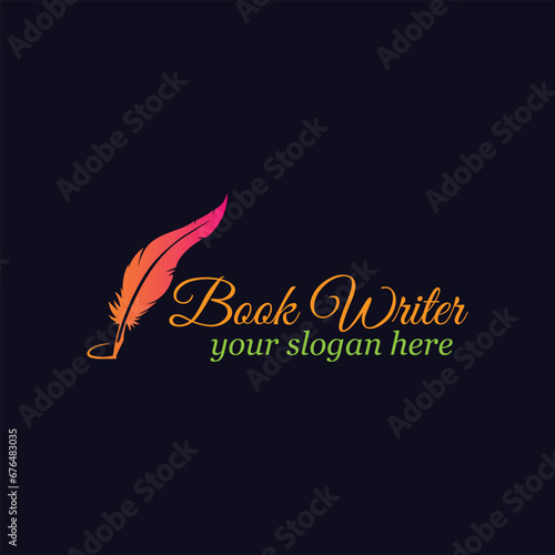 book writer author logo design vector format