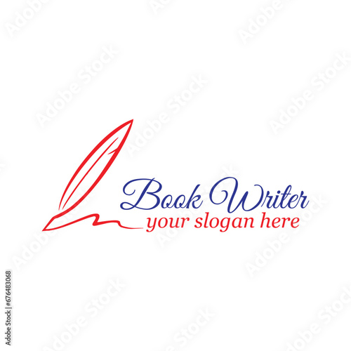 book writer author logo design vector format