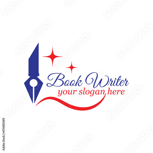 book writer author logo design vector format