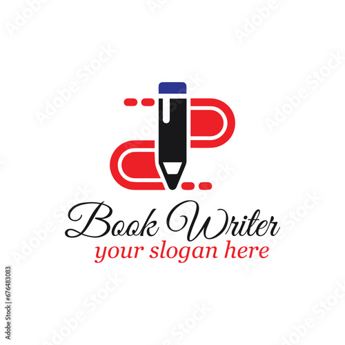 book writer author logo design vector format