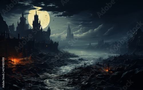 a dark, magical, ruined castle  © stasknop