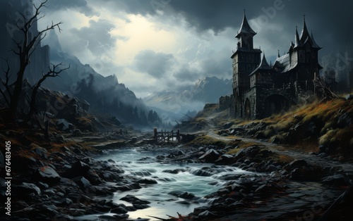 dark castle by the river © stasknop