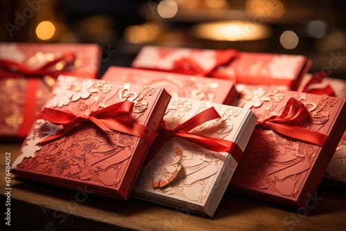 red hong bao or red envelope, traditionally used in Chinese culture for gift  photo