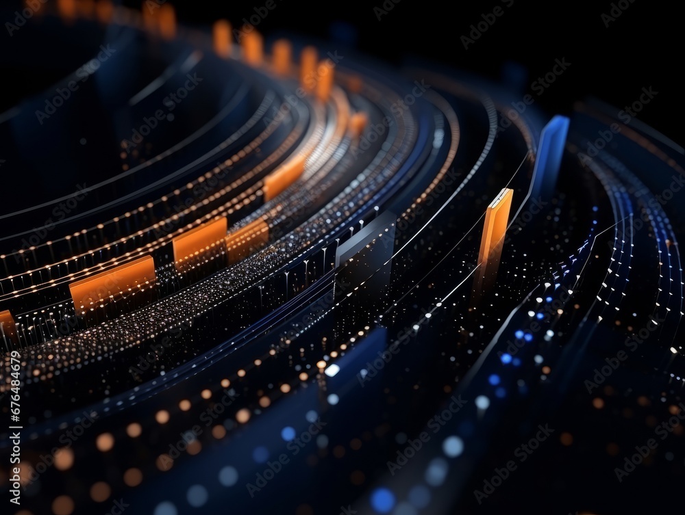 Abstract sci-fi blue and orange background, concept of digital future., AI Abstract sci-fi blue and orange background, concept of digital future., AI