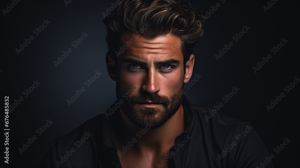 Obraz premium A dashing chap is posed in a dark studio.