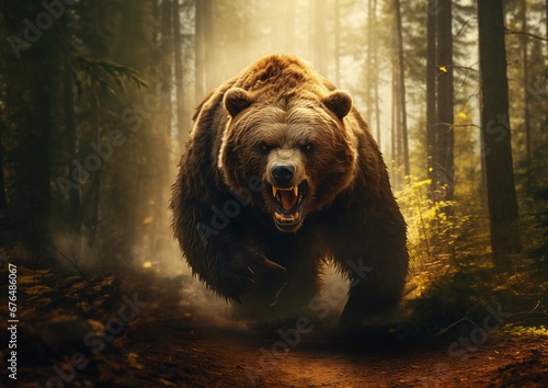 Wallpaper Mural large bear walking forest fierce expression monster design streaming vicious return ready fight scan beast Torontodigital.ca