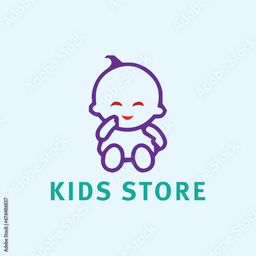 mom baby kids store logo design vector